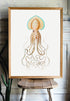 framed vintage squid print wall art